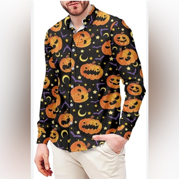 Colorful Halloween Pumpkin Shirt, Medium - Picture 3 of 3